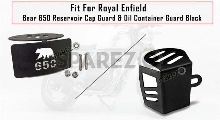 Fit For Royal Enfield Bear 650 Reservoir Cap Guard and Oil Container Guard Black - SPAREZO